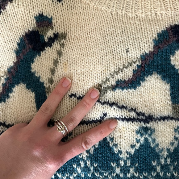 vintage wool hand-knit ski sweater - Picture 4 of 7